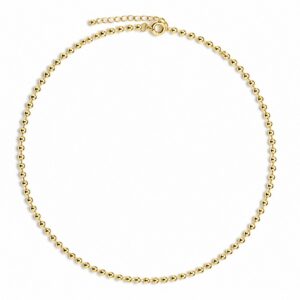 Gold Beaded Chain Circle Necklace 17"