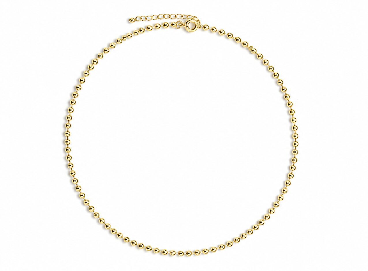 Gold Beaded Chain Circle Necklace 17"