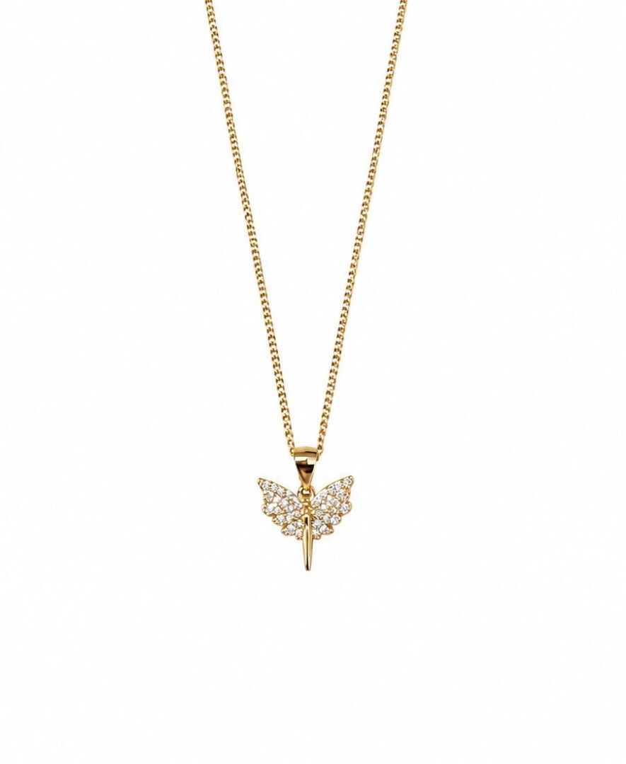 Pavé Angel Gold Necklace 18"