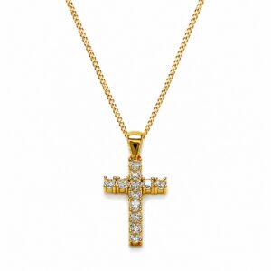 Studded Gold Cross Necklace