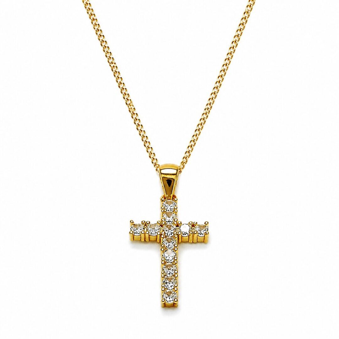 Studded Gold Cross Necklace