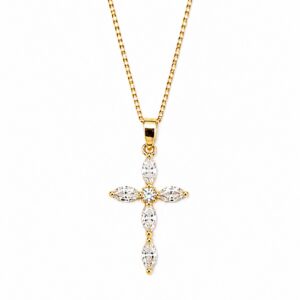 Marquise cross pendant necklace 18”